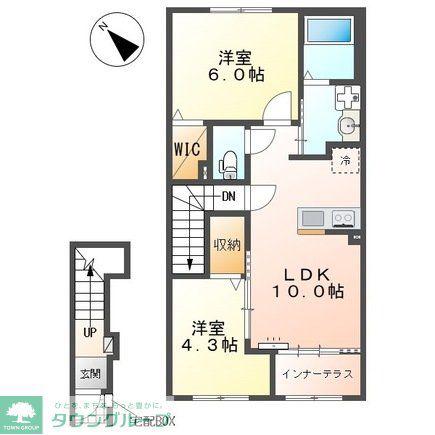 坂戸市千代田 アパートII期工事(2LDK/2階)の間取り写真