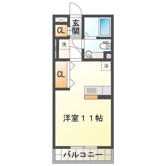 セーリングV A(ワンルーム/2階)の間取り写真