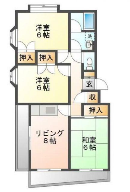 ベルハイネス(3DK/2階)の間取り写真