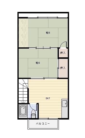 岩崎ハイツ(2DK/2階)の間取り写真