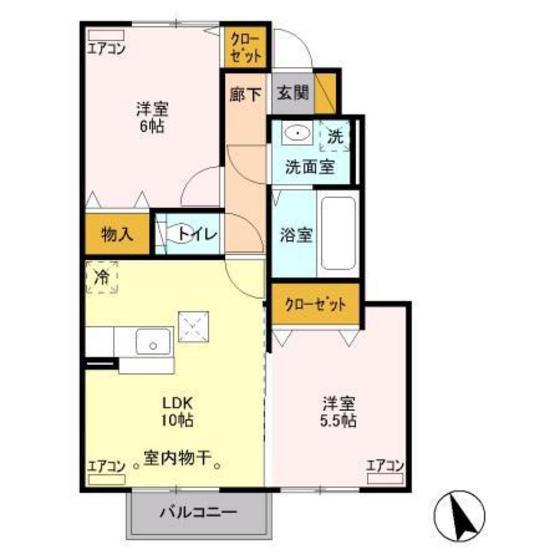 コンフォート(2LDK/1階)の間取り写真
