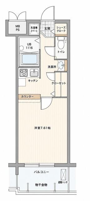 エンクレスト天神II(1K/2階)の間取り写真