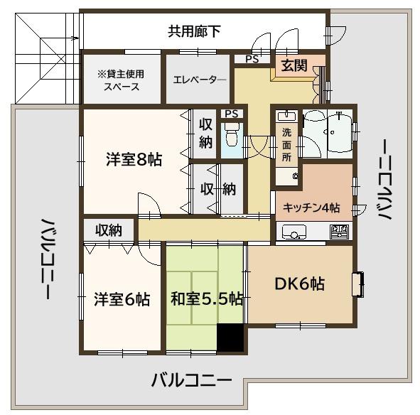 マジェスティ御影(3LDK/5階)の間取り写真
