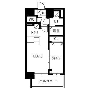 メイクスアート黒川(1K/14階)の間取り写真