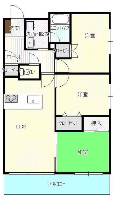 シティーハイツかなん(3LDK/1階)の間取り写真