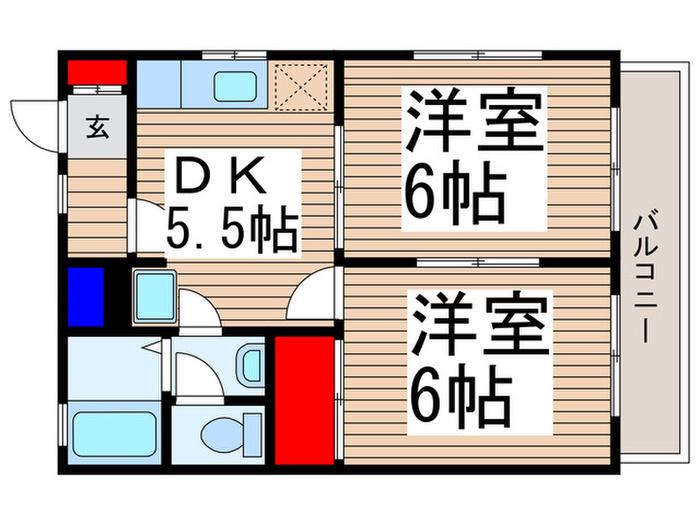 第ニかすやハイツ(2DK/1階)の間取り写真
