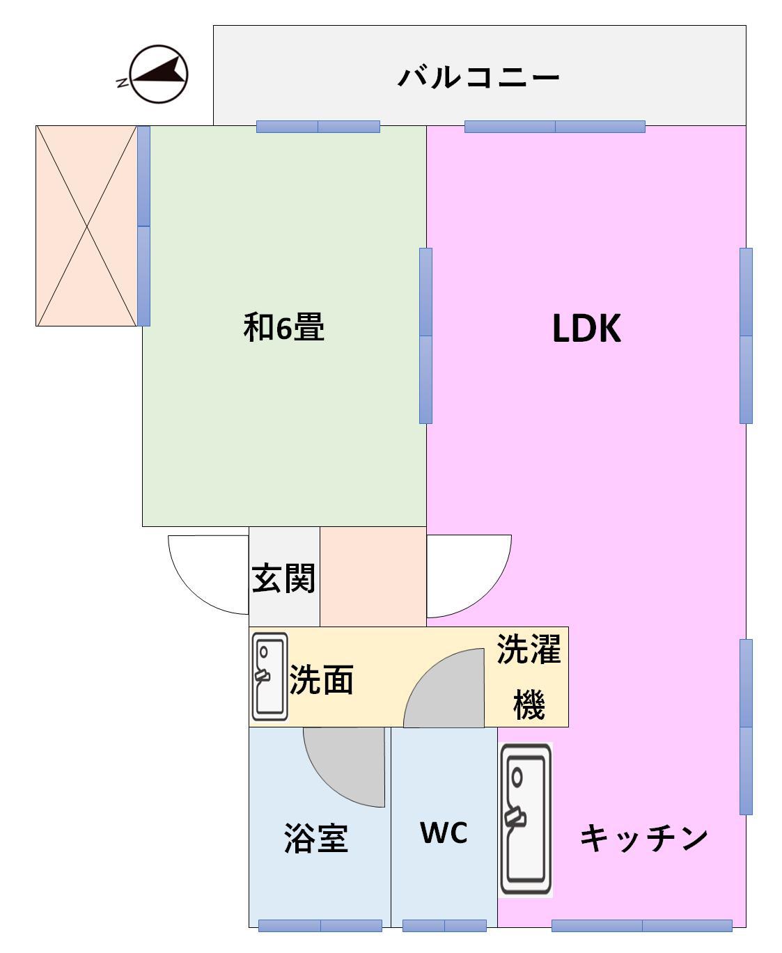 AIZUNOIR(1LDK/1階)の間取り写真