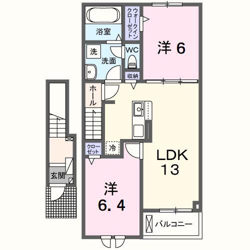アイヴァーチュー II(2LDK/2階)の間取り写真