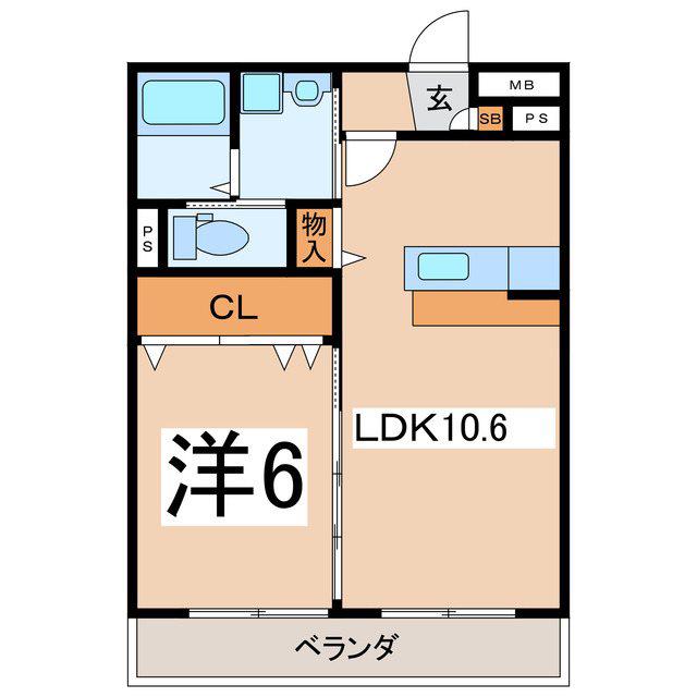サンフェリーチェ 石和(1LDK/1階)の間取り写真