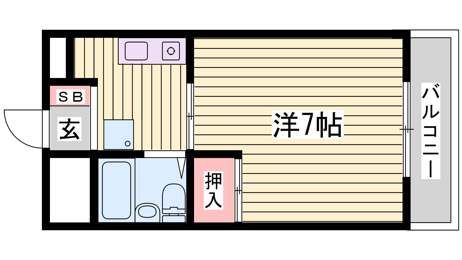 奥の池ハイム(1K/2階)の間取り写真
