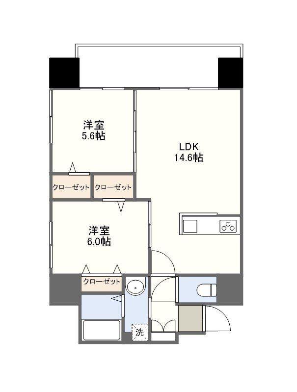 エムエー佐世保マンション(2LDK/7階)の間取り写真