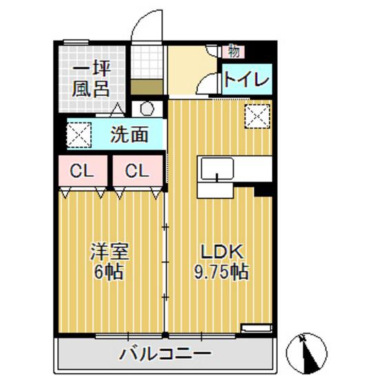 チューリップフィールド(1LDK/2階)の間取り写真