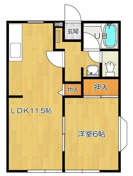 ハイツ雅野(1LDK/1階)の間取り写真