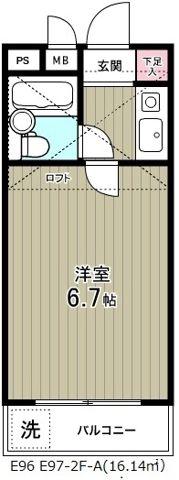 ビューパレス新柏B棟(1K/2階)の間取り写真