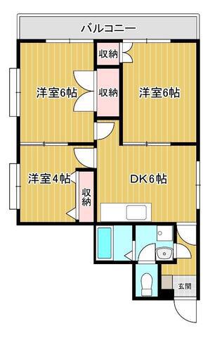 荻野ハイツ(3DK/1階)の間取り写真