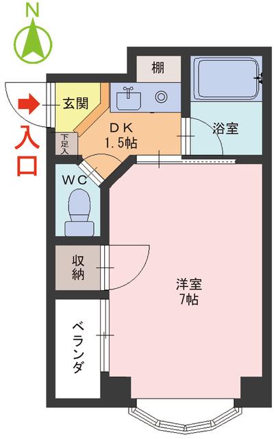 コーポツタエ(1DK/2階)の間取り写真