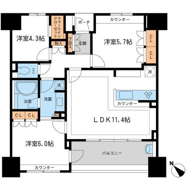 KDXレジデンス町田(3LDK/10階)の間取り写真