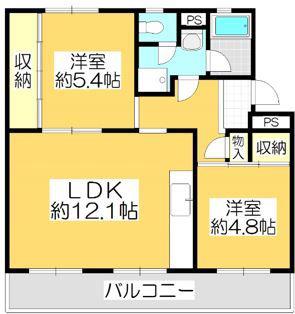ヴィラナリー屋島 4号棟(2LDK/5階)の間取り写真