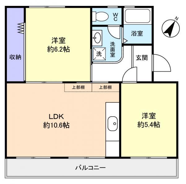 西小中台団地8棟(2LDK/2階)の間取り写真