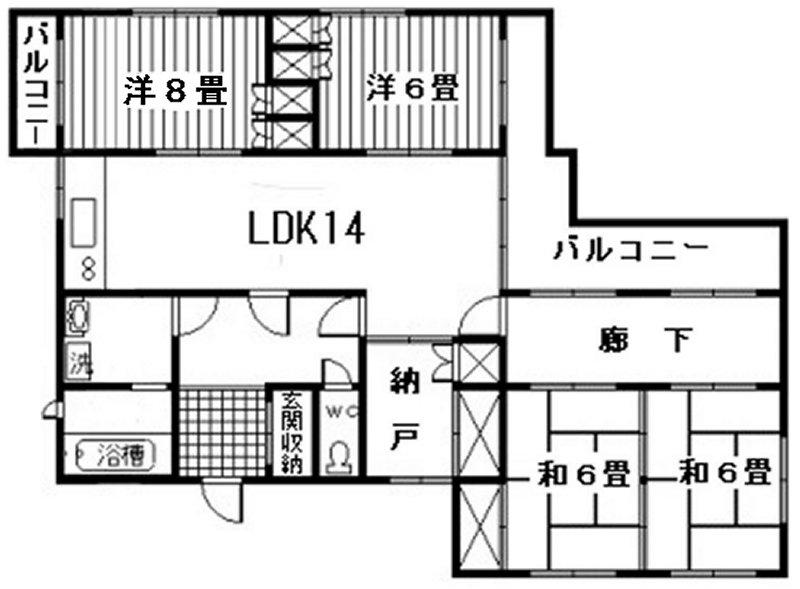 安楽ビル201号(4SLDK/2階)の間取り写真