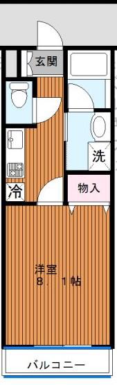 クィンヒルコート(1K/1階)の間取り写真