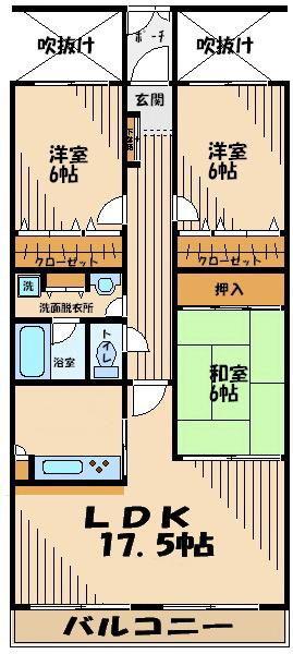 コートハウス千歳船橋(3LDK/1階)の間取り写真