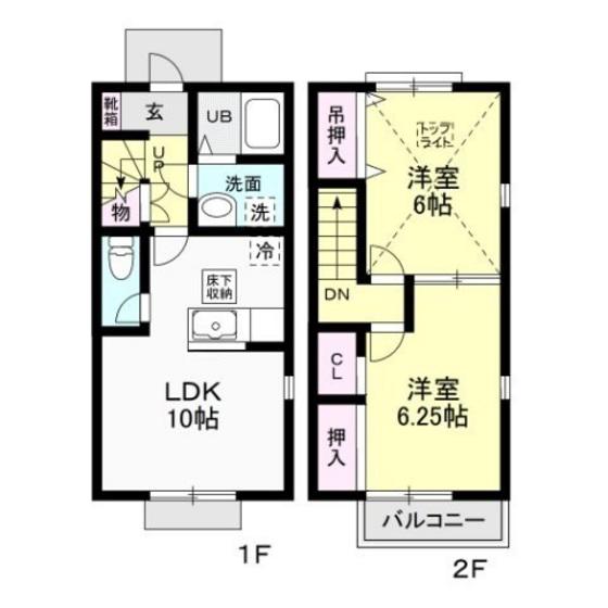 カルス大宮(2LDK/1階)の間取り写真