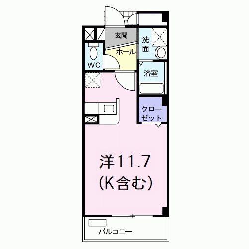 グレイス(ワンルーム/2階)の間取り写真
