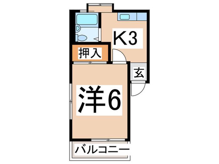 フローラ F(1K/1階)の間取り写真