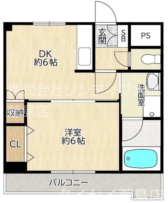 平和ハイツ(1DK/8階)の間取り写真