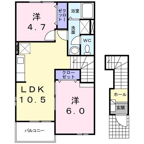ファミーユ(2LDK/2階)の間取り写真