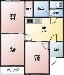 シャンピア馬乗(3DK/2階)の間取り写真
