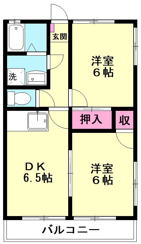 七本木グリーンハイツ(2DK/2階)の間取り写真