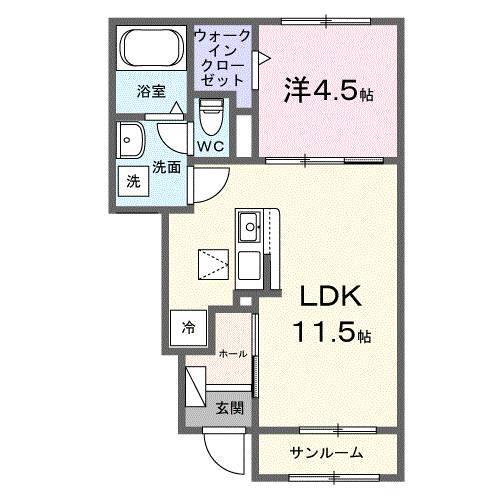 グランヒルズ瀬古(1LDK/1階)の間取り写真