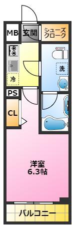 メインステージ武蔵小杉(1K/3階)の間取り写真