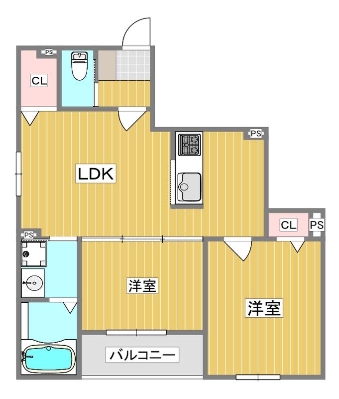 HALIOS RESIDENCE(2LDK/1階)の間取り写真