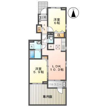 BULL (2LDK/1階)の間取り写真