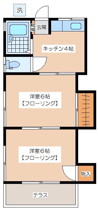 メゾン若林(2K/1階)の間取り写真
