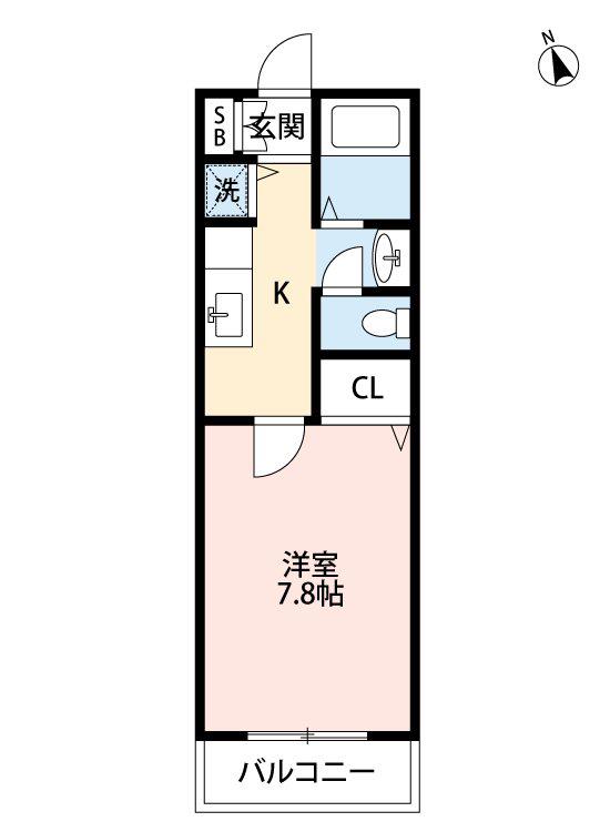 プロローグ蓮台寺(1K/2階)の間取り写真
