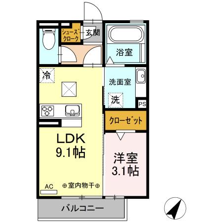 フロレゾン(1LDK/1階)の間取り写真
