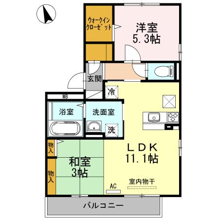 ビエント(2LDK/3階)の間取り写真