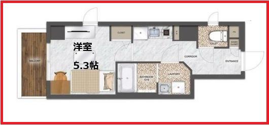 マーズアザレア通(1K/4階)の間取り写真