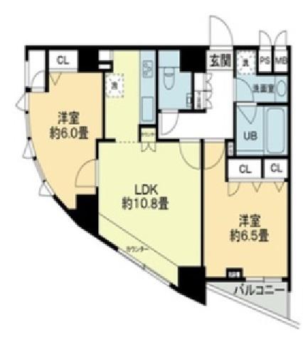 クロスレジデンス蒲田(2LDK/15階)の間取り写真