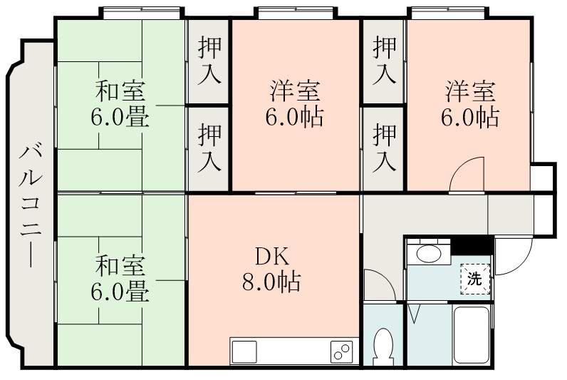 ツインパーク(4DK/1階)の間取り写真
