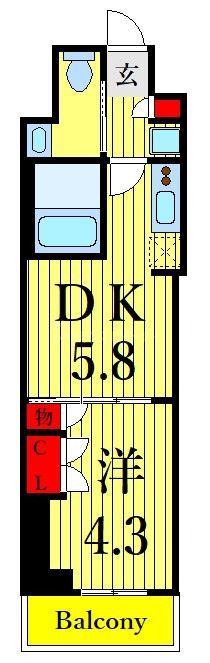 ベルファース東陽町(1DK/2階)の間取り写真