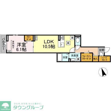グラナーデ東伊興(1LDK/1階)の間取り写真