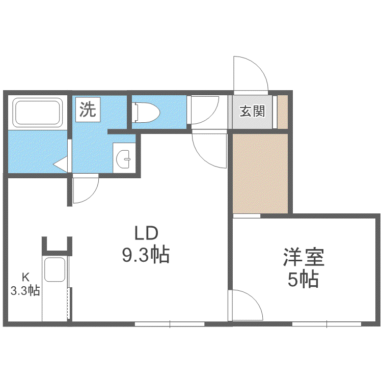 オレオール南平岸(1LDK/2階)の間取り写真