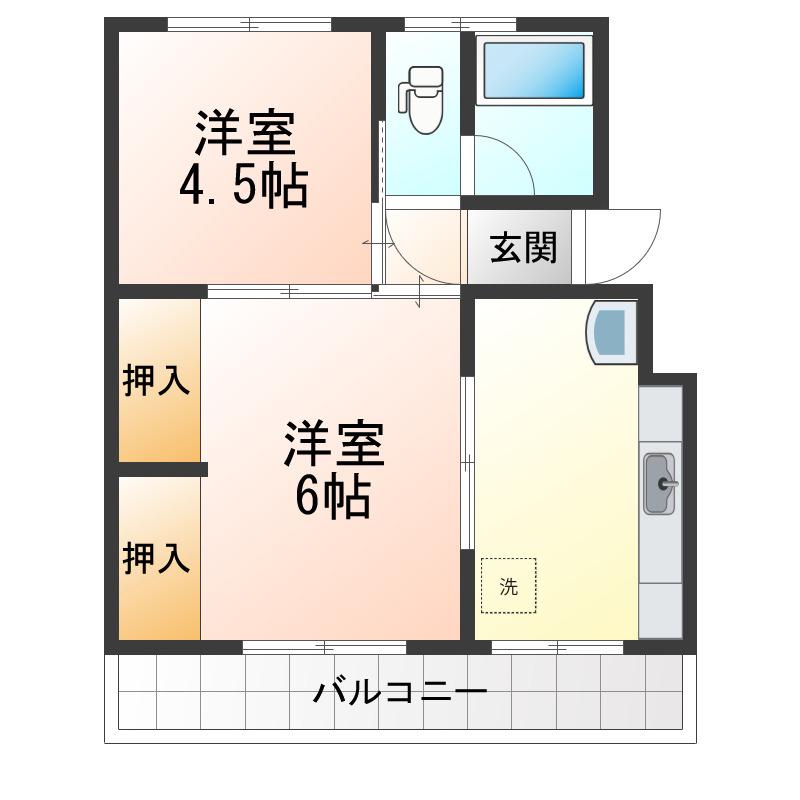 秀山ビル(2DK/4階)の間取り写真