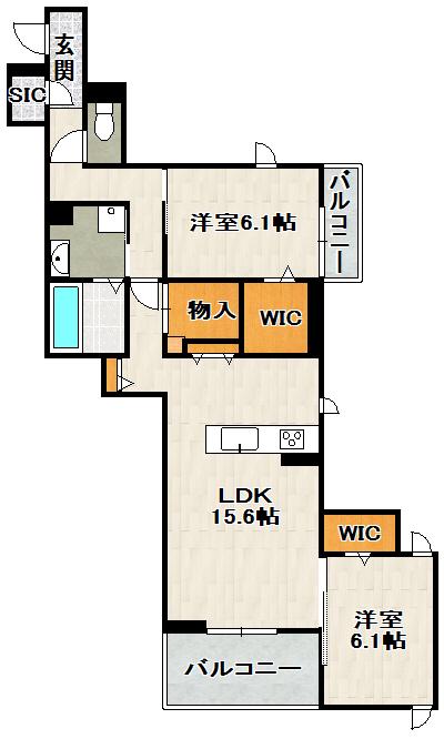 NIGAWA RESIDENCEII(2LDK/2階)の間取り写真