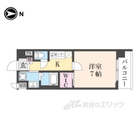 ソルテラス嵯峨嵐山(1K/2階)の間取り写真